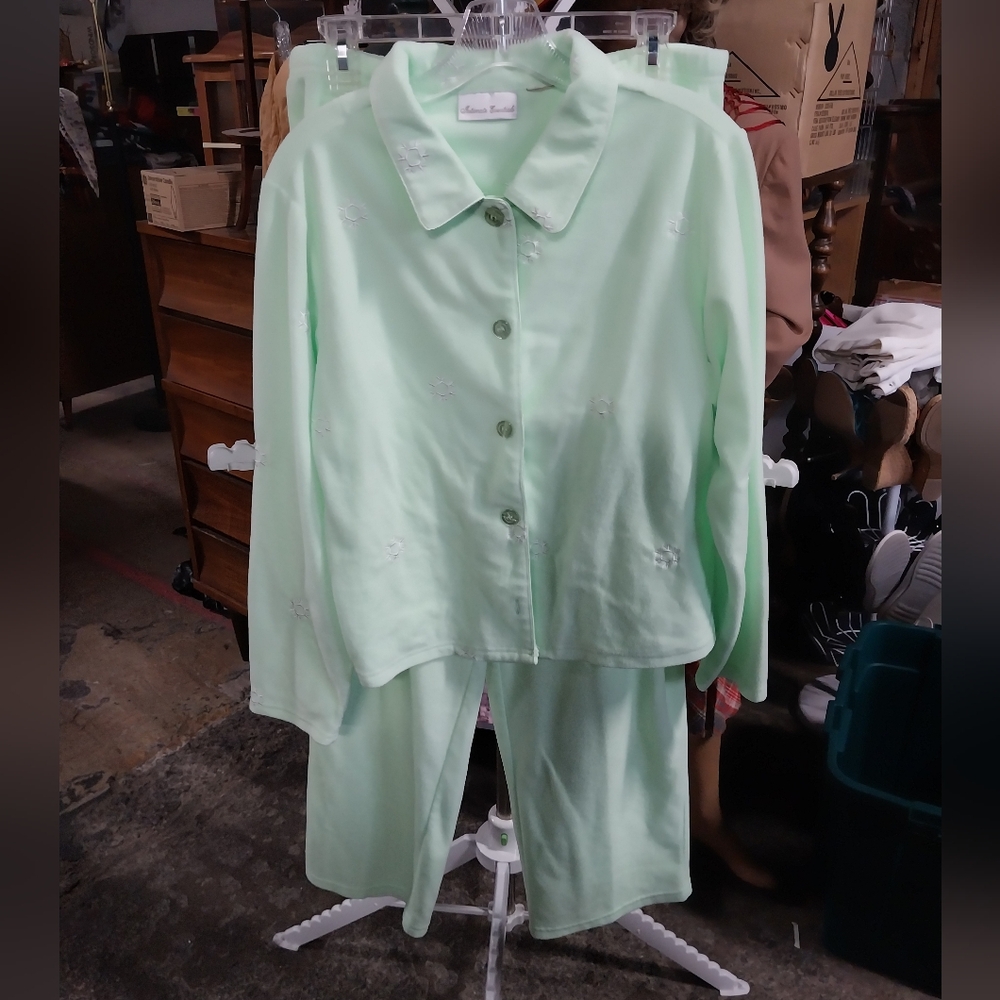 Intimate Essentials Snowflake Mint Green Pajama Set